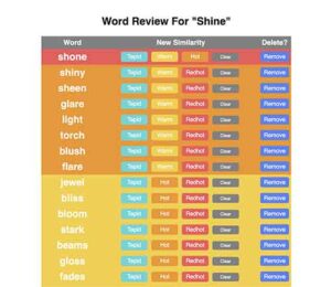 screenshot of word relation review form